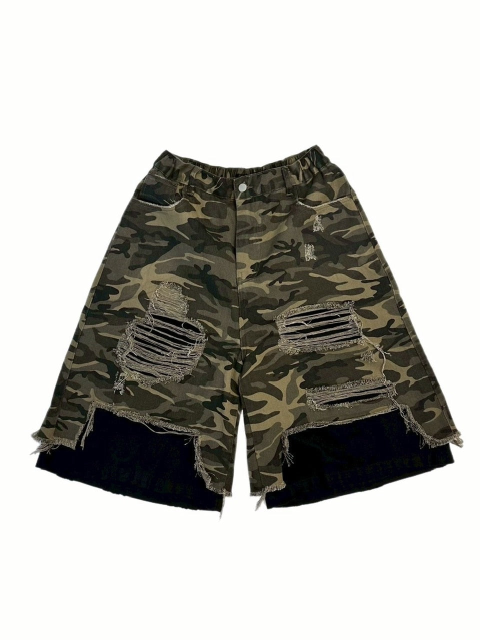 受注制【Chikashitsu +】layered camouflage bermuda pants / 【チカシツプラス】レイヤードカモフラージュバミューダパンツ (2color)