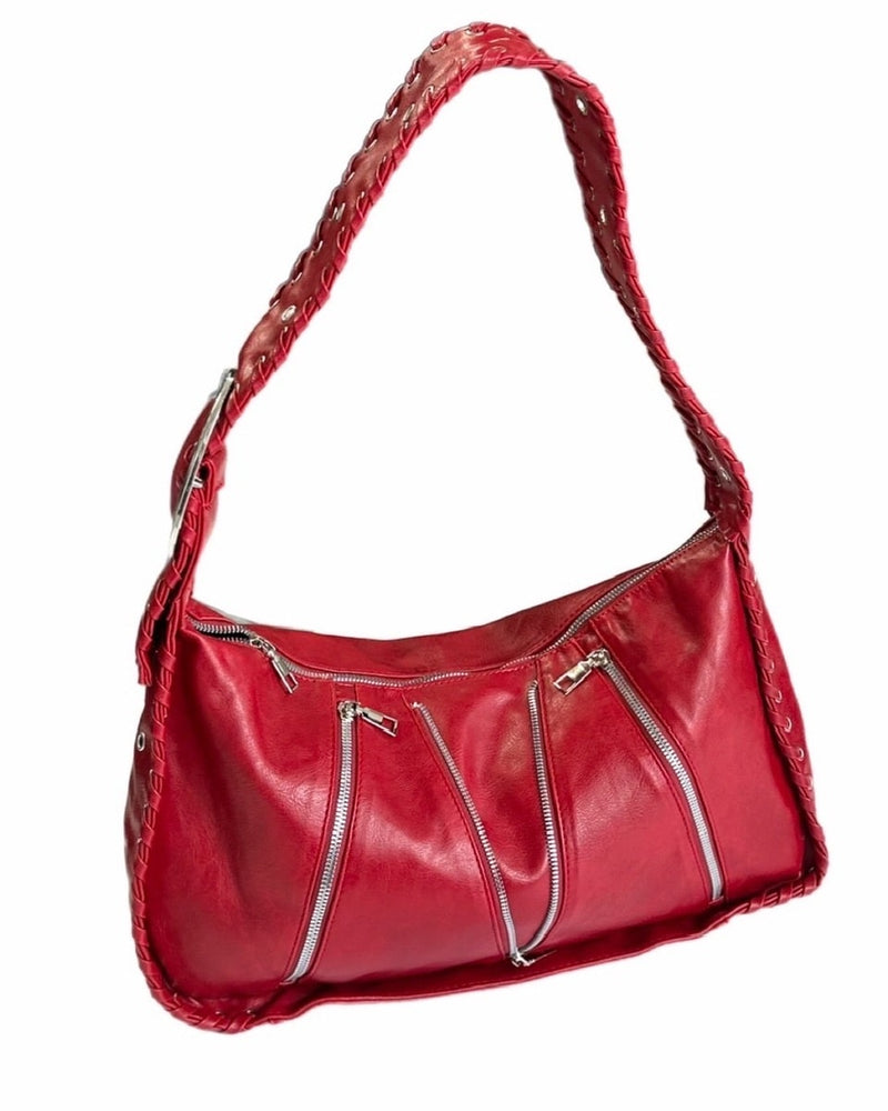 受注制【Chikashitsu +】big zip Non-leather material bag / 【チカシツプラス】ビックジップノンレザーショルダーバッグ