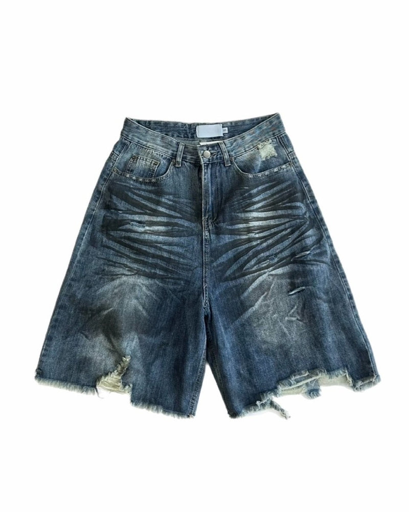 受注制【Chikashitsu +】oiled wash damage bermuda pants / 【チカシツプラス】オイルドウォッシュダメージバミューダパンツ (2color)