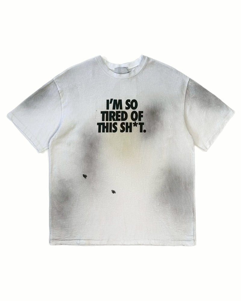 受注制【Chikashitsu +】dirty wash logo half sleeve t-shirt / 【チカシツプラス】ダーティウォッシュロゴ半袖Tシャツ (2color)