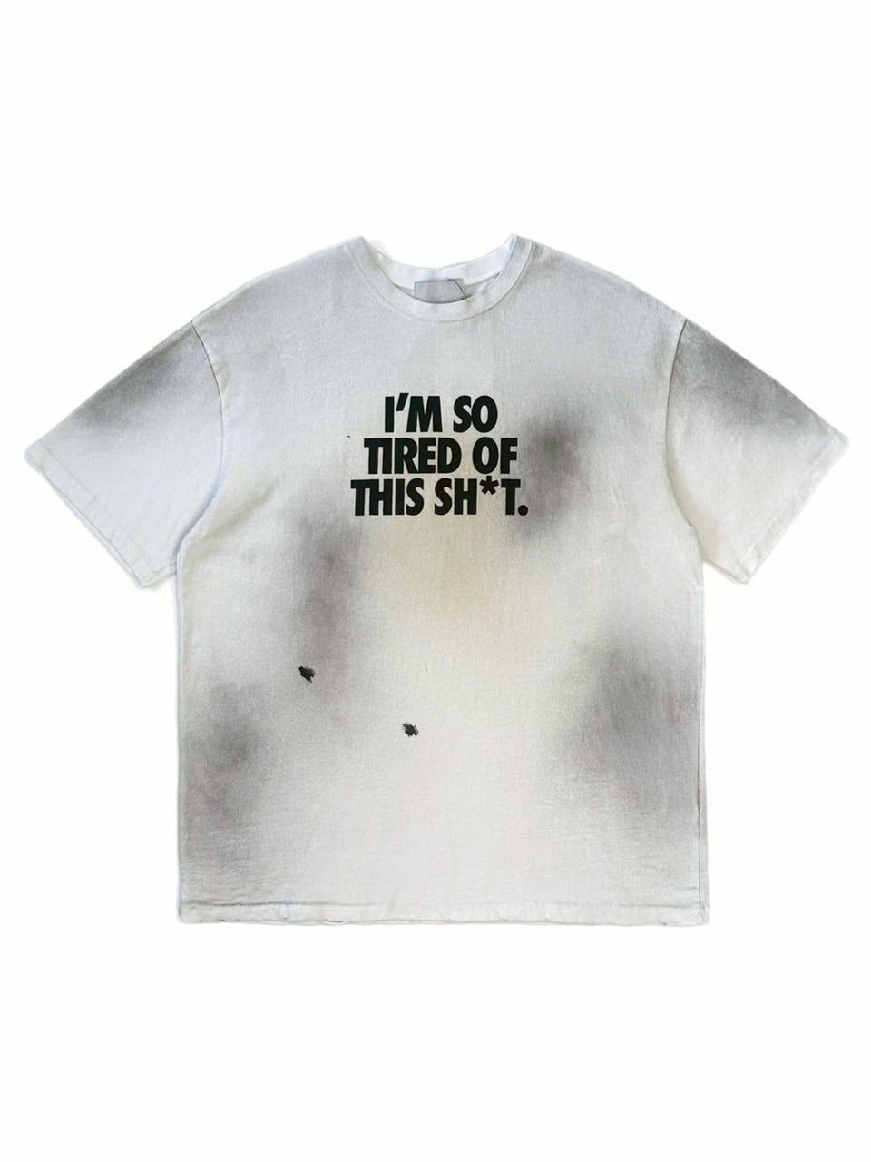 受注制【Chikashitsu +】dirty wash logo half sleeve t-shirt / 【チカシツプラス】ダーティウォッシュロゴ半袖Tシャツ (2color)