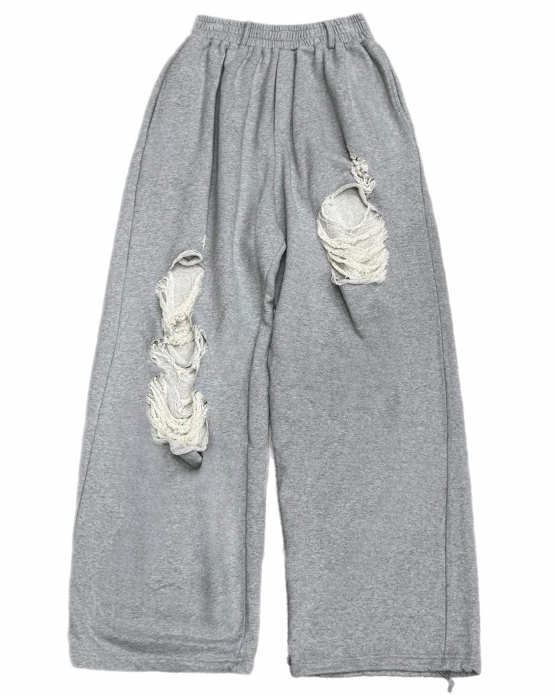 受注制【Chikashitsu +】full length crash sweat pants / 【チカシツプラス】フルレングスクラッシュスウェットパンツ (2color)