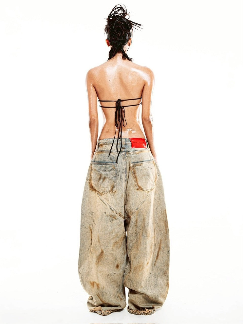 【LATUI ATELIER】OAF JEANS (OLD AS FUCKBUT PROMISE IMNEW) / 【ラトゥイ アトリエ】ダーティーウォッシュデニムパンツ