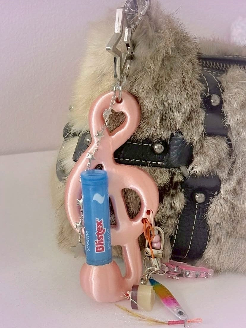 【EVERYTHINGS】PEARLY-PINK(TREBALM) / 【エブリシングス】ピンクスターリーミュージックモチーフリップケースキーリング