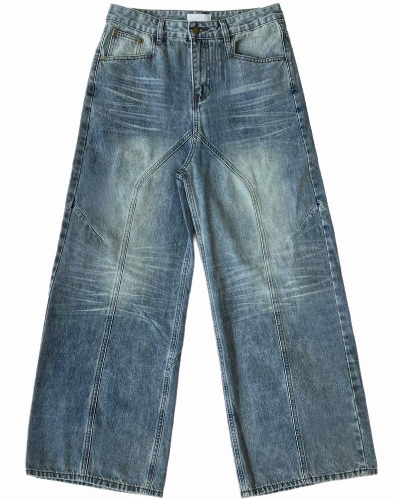 受注制【Chikashitsu +】low wide cutting denim pants / 【チカシツプラス】ローワイドカッティングデニムパンツ