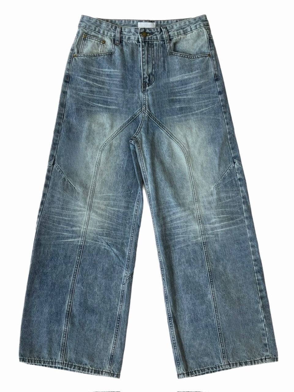 受注制【Chikashitsu +】low wide cutting denim pants / 【チカシツプラス】ローワイドカッティングデニムパンツ