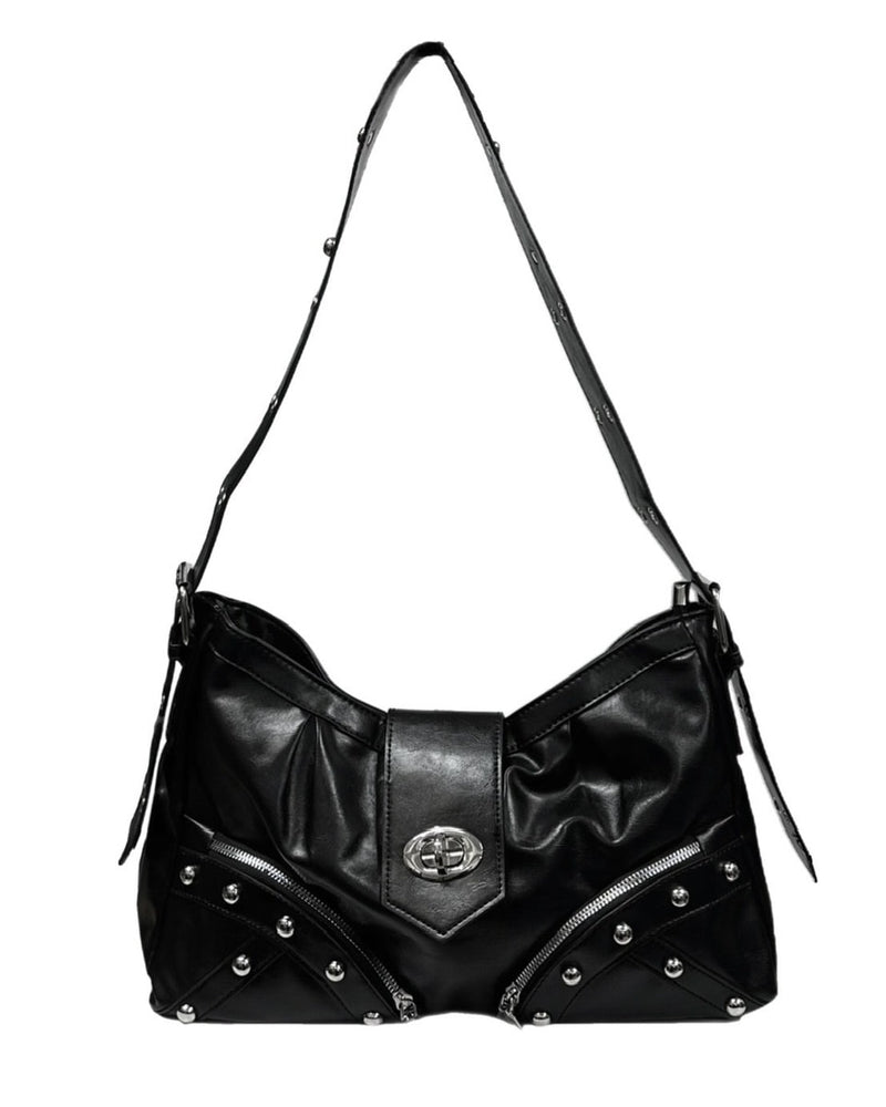 受注制【Chikashitsu +】buckle zipper studs bag / 【チカシツプラス】バックルジッパースタッズショルダーバッグ