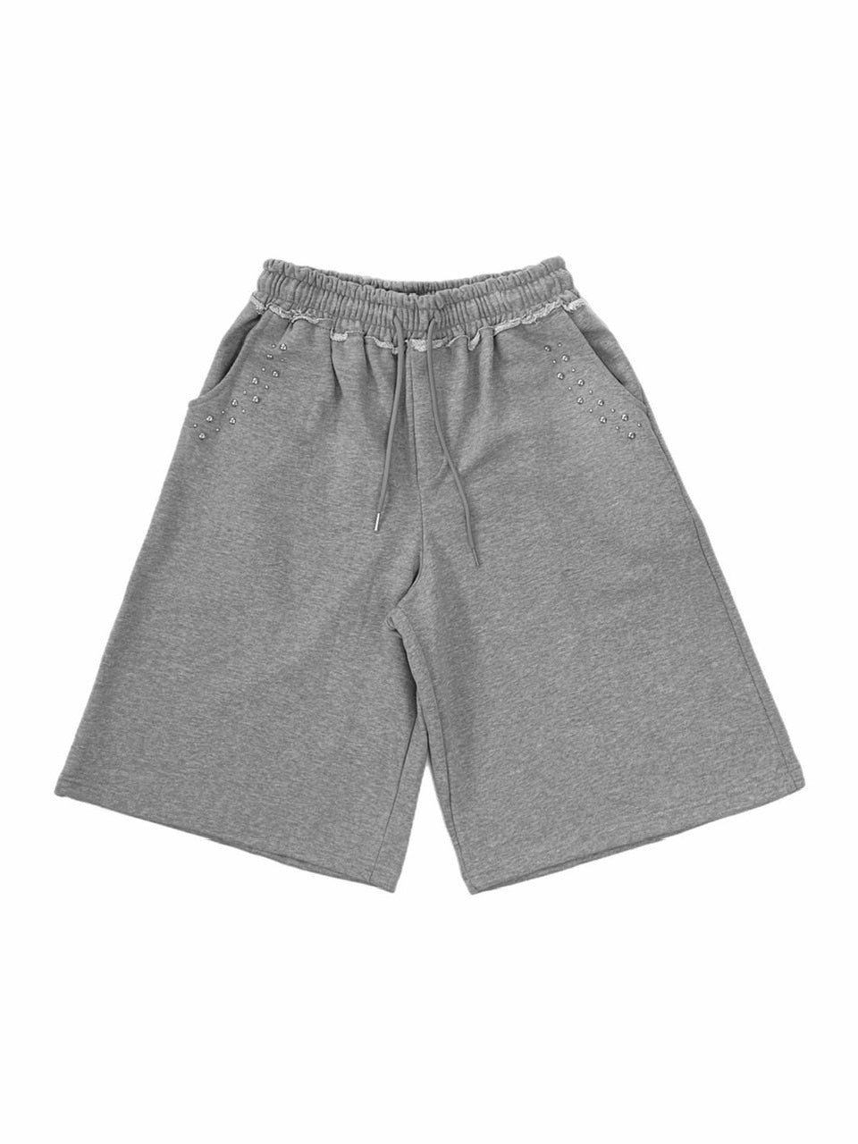 受注制【Chikashitsu +】pocket studs sweat half pants / 【チカシツプラス】ポケットスタッズスウェットハーフパンツ (2color)