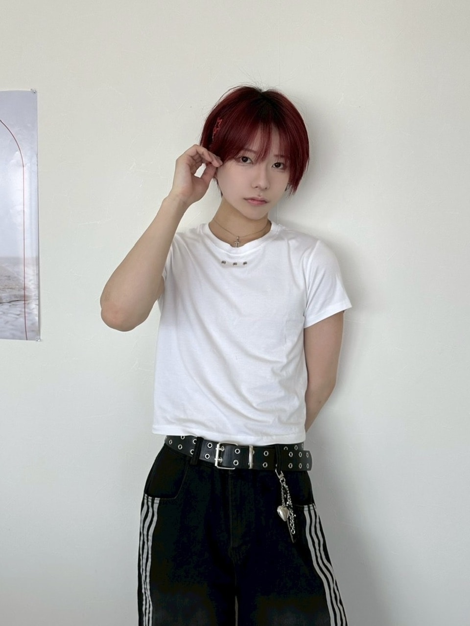 受注制【LUV CODE】eyelet cropped tee (3color)