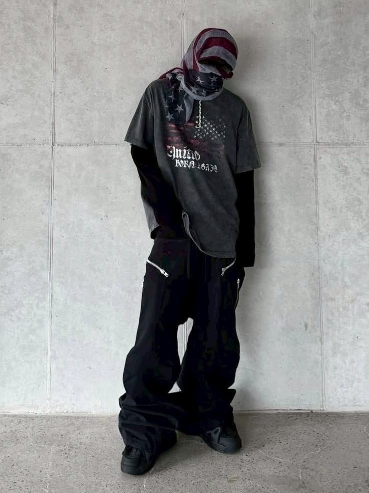 【roaringrad】FLAG WASHED OVER T-SHIRT / 【ロアリングラド】フラッグウォッシュドオーバーサイズ半袖Tシャツ