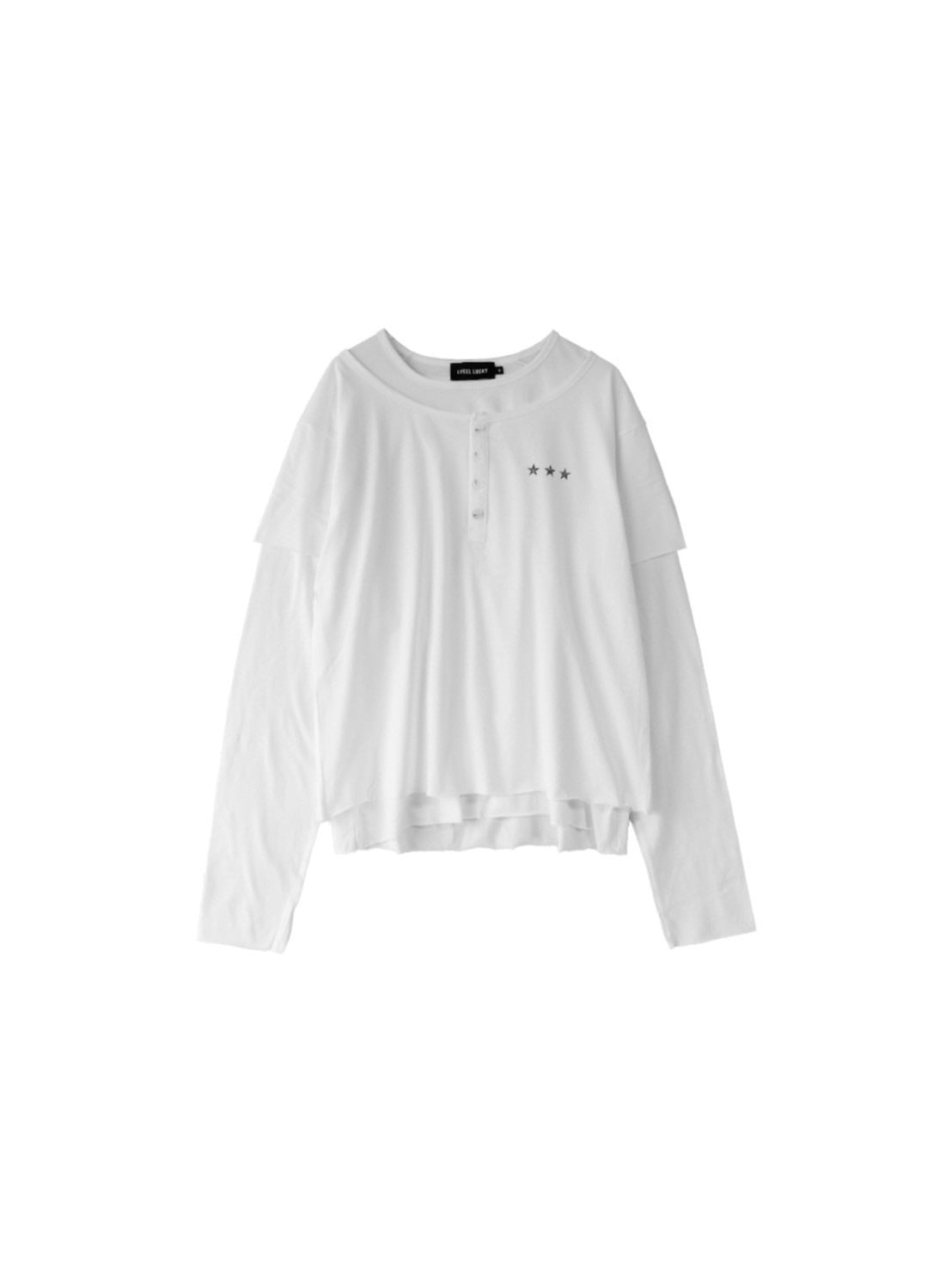 【IFEELLUCKY】Layered cross long sleeve / 【アイフィールラッキー】レイヤードクロス長袖Ｔシャツ
