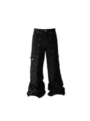 【IFEELLUCKY】Wide leg stud cargo pants / 【アイフィールラッキー】ワイドレッグスタッズカーゴパンツ