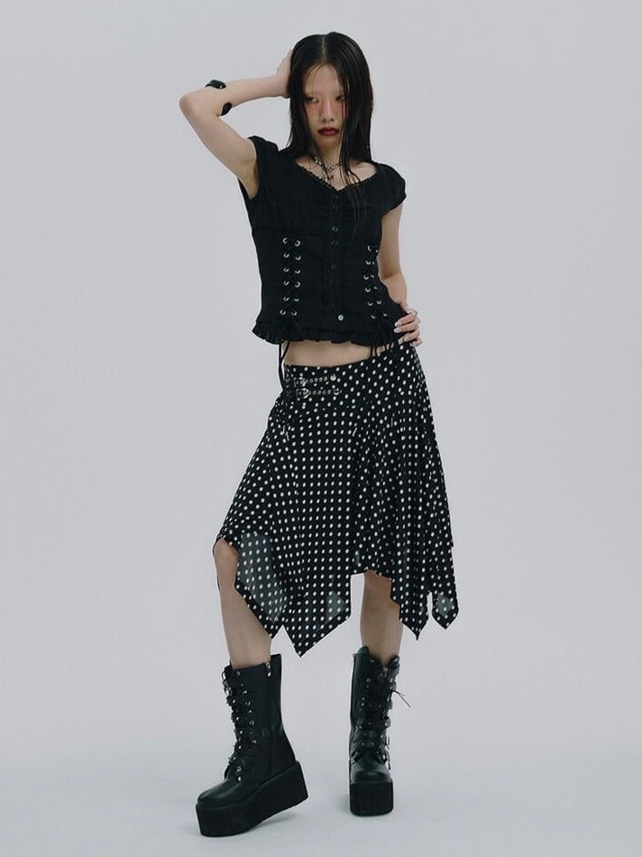 NOT KNOWING】Eyelet Lace Up Blouse – PRESSING WEB SHOP