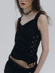 【NOT KNOWING】Eyelet Lace Up CAMI Hoodie / 【ノットノーイング】アイレットレースアップキャミパーカー