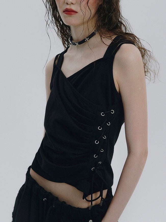 【NOT KNOWING】Eyelet Lace Up CAMI Hoodie / 【ノットノーイング】アイレットレースアップキャミパーカー