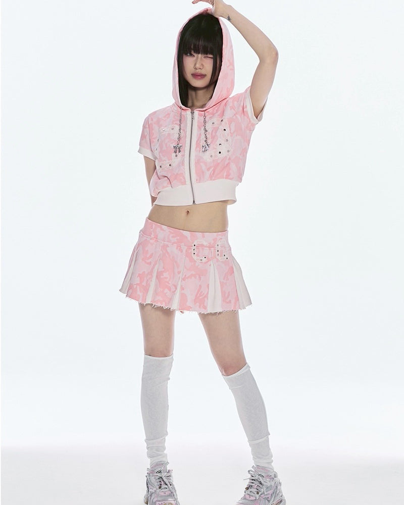 【CHERRYQUIRI】CQ lace stud pleats sk
