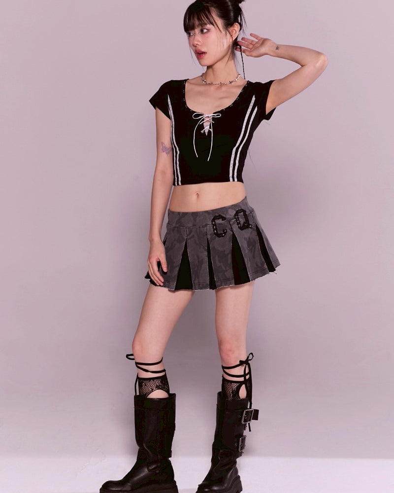 【CHERRYQUIRI】twin lace metalic tee