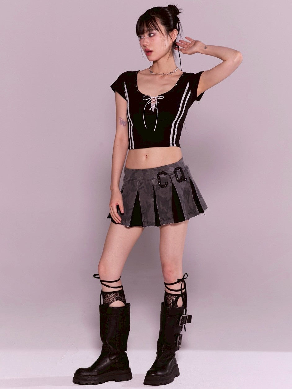 【CHERRYQUIRI】twin lace metalic tee