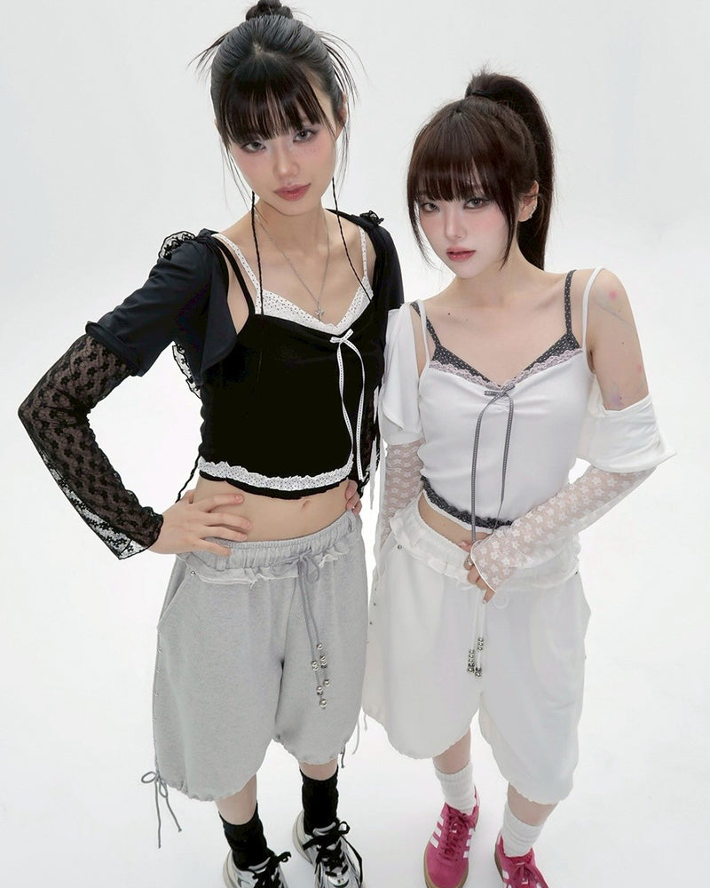 【CHERRYQUIRI】stud twinkle jogger bermuda pt