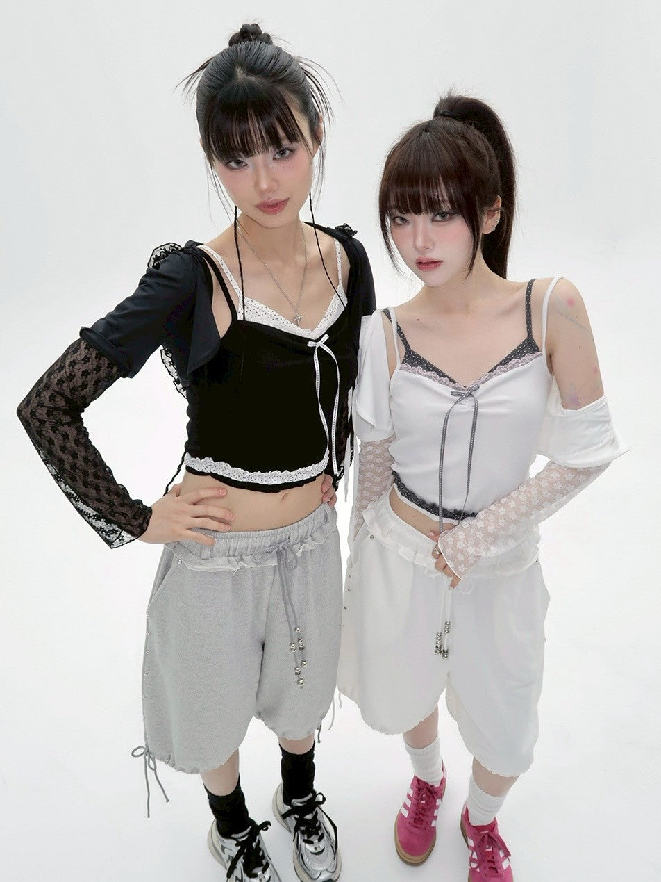 【CHERRYQUIRI】stud twinkle jogger bermuda pt