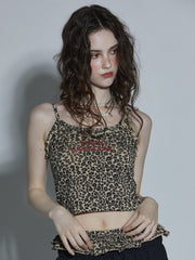 【GATELESS】 LEOPARD LOGO FRILL CAMISOLE / 【ゲートレス】レオパードロゴフリルキャミソール