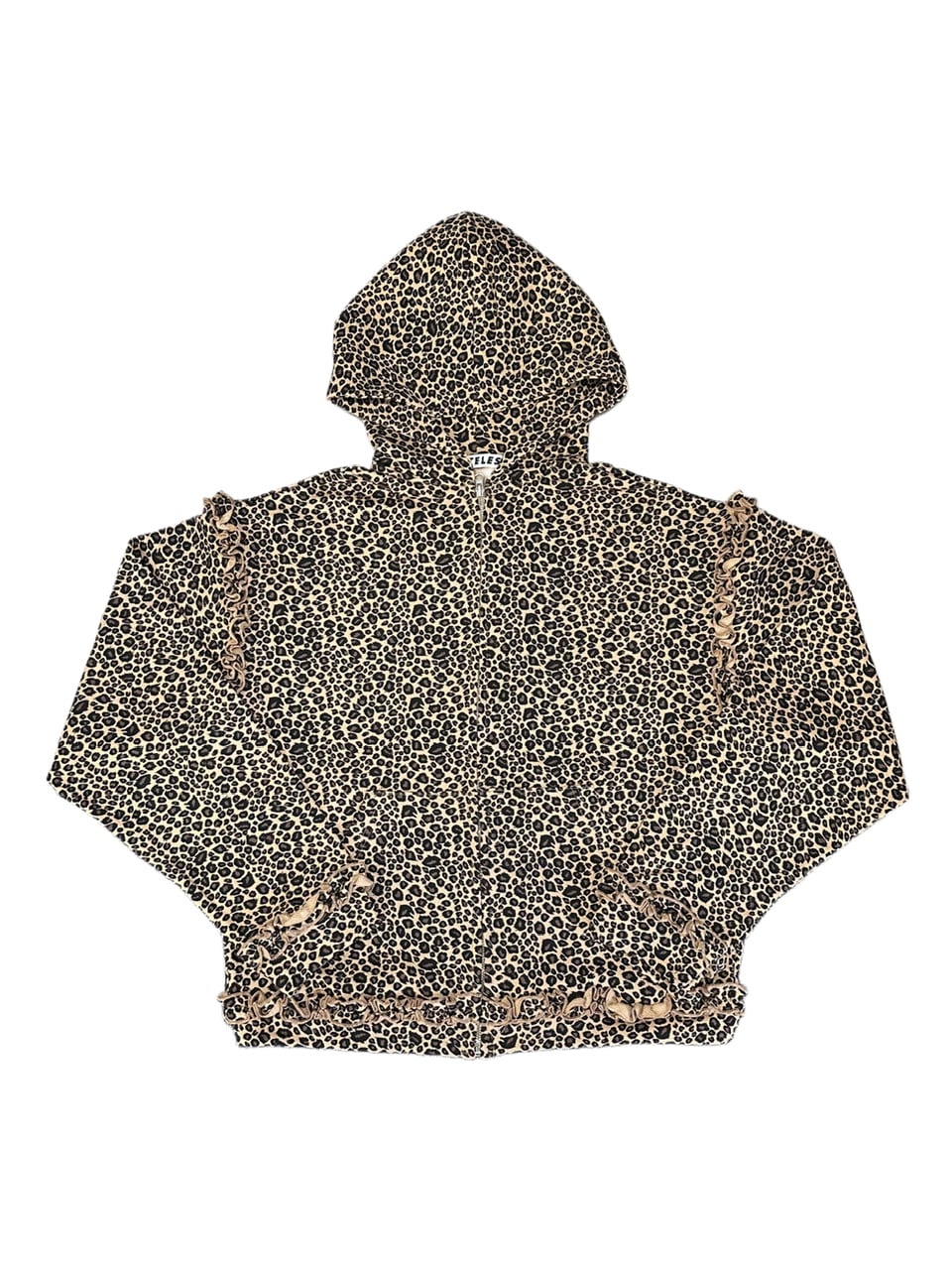 【GATELESS】 LEOPARD FRILL ZIP UP HOODIE / 【ゲートレス】レオパードフリルジップアップパーカー