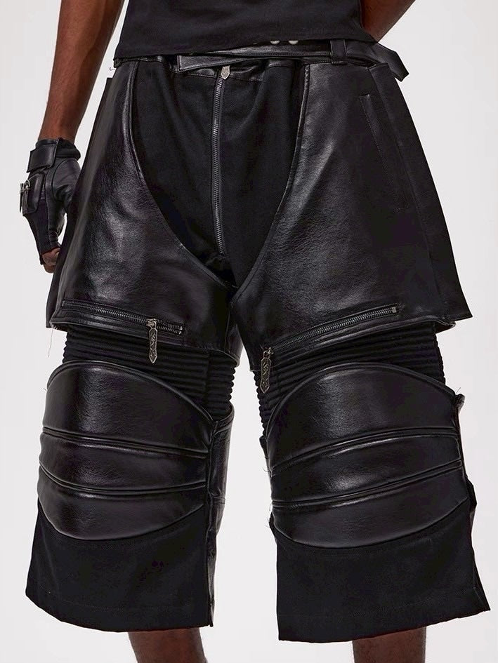 【Fourth3ex】Western Denim Patchwork Cropped Pants / 【フォースセックス】パッチワークジップハーフデニムパンツ