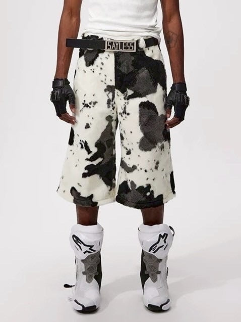 【Fourth3ex】Summer Eco-Faux Fur Cow Print Shorts / 【フォースセックス】エコファーカウプリントハーフパンツ
