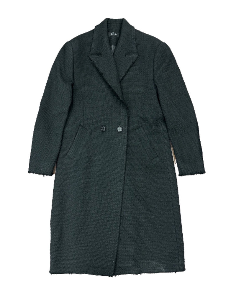 【BLR BLUER】Embossed Raw-edge Long Double Coat