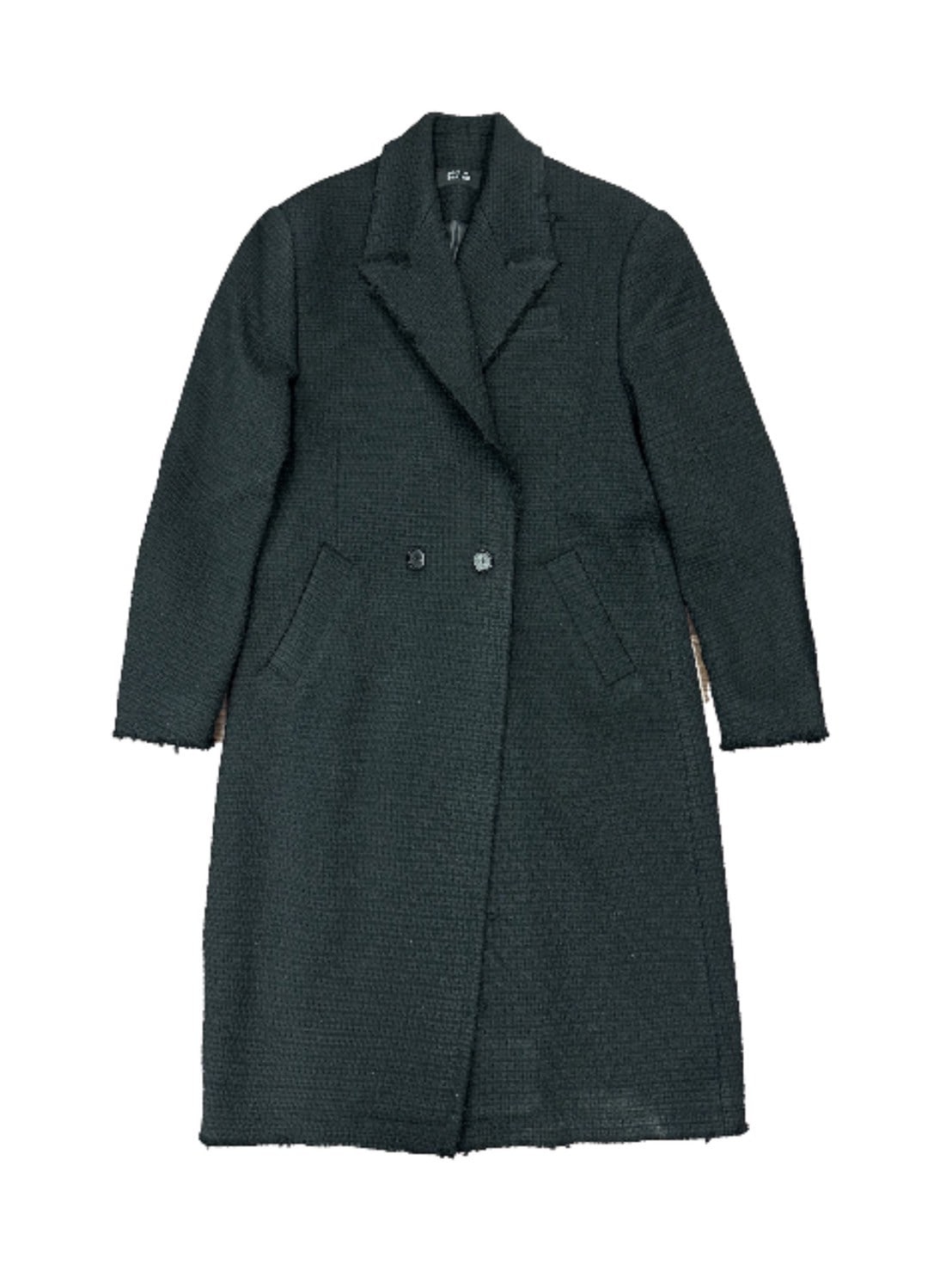 【BLR BLUER】Embossed Raw-edge Long Double Coat