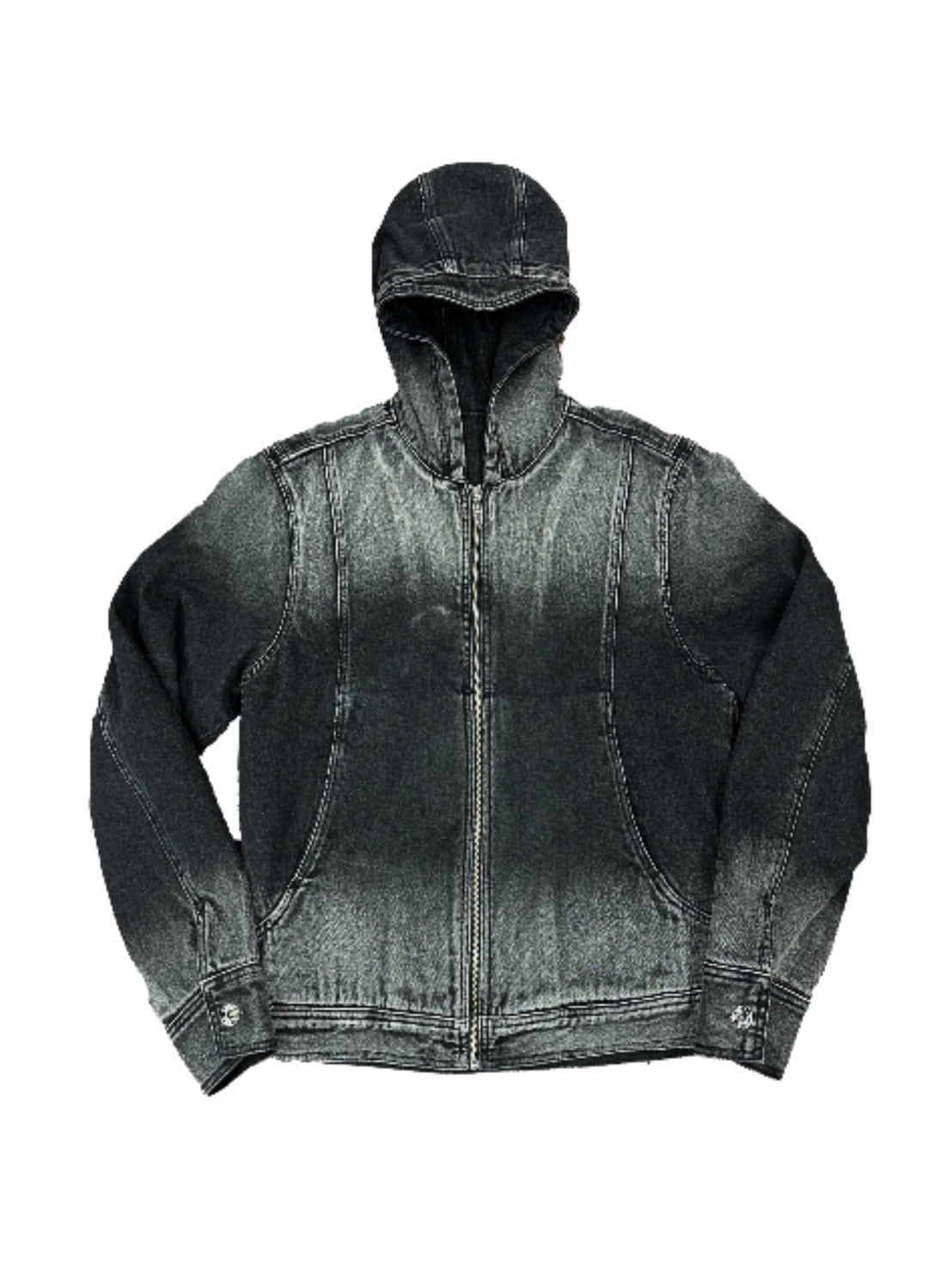 【BLR BLUER】Bleached Denim Hoodie Zip-up Jacket