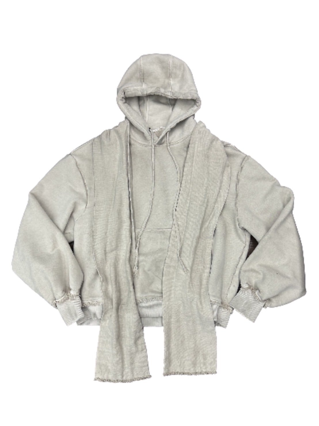 【BLR BLUER】Dyed Raw-edged Hoodie with Linen Muffler