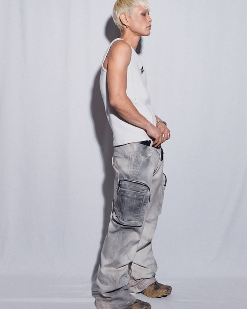 【BLR BLUER】Double Pockets Hand Washing Flare Pants