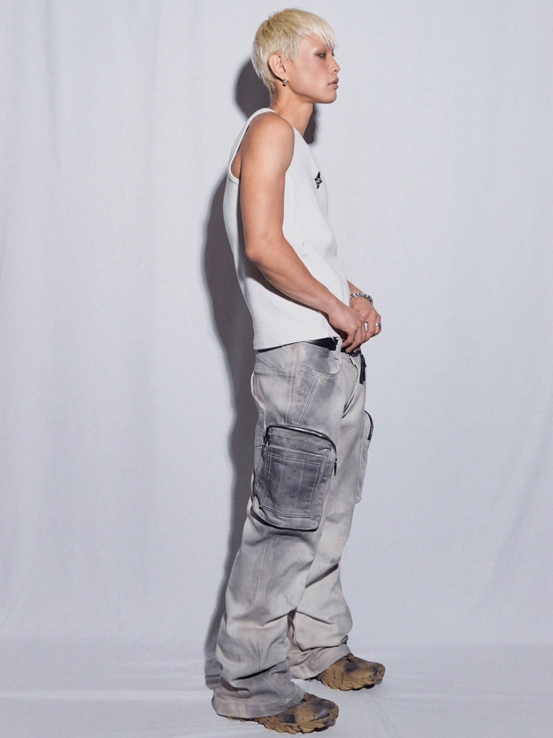 【BLR BLUER】Double Pockets Hand Washing Flare Pants