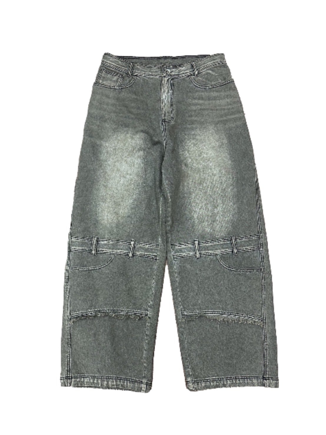 【BLR BLUER】Oil Washed Double Waist Denim Pants