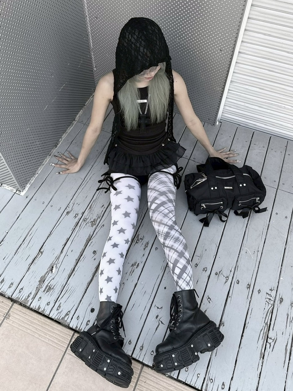 受注制【nmtc +】lace balaclava / 【エヌエムティーシープラス】レースバラクラバ (2color)