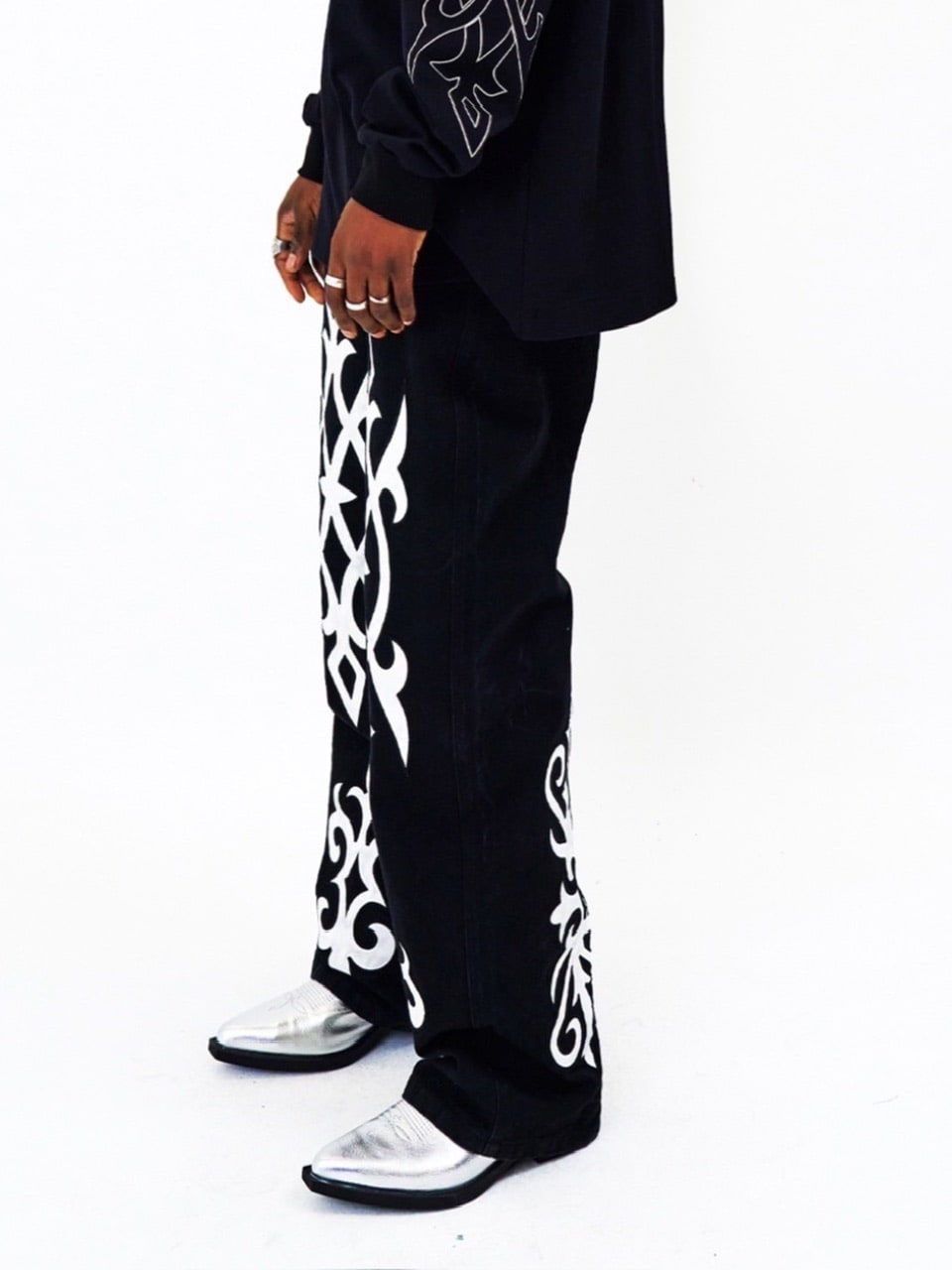 【E RIN AI E】BRIGHT TRIBAL PARTY DENIM PANTS