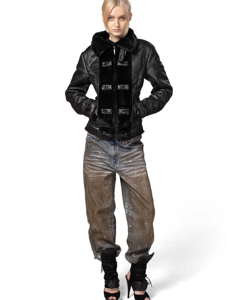 【RACER WORLDWIDE】Faux Leather Jacket【レーサーワールドワイド】コーティングファージャケット