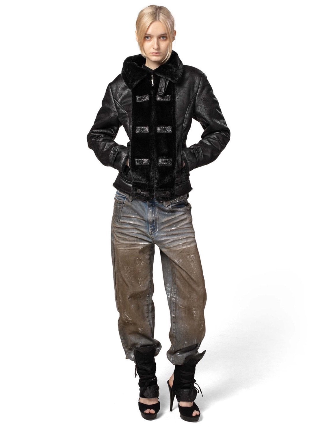 【RACER WORLDWIDE】Faux Leather Jacket【レーサーワールドワイド】コーティングファージャケット