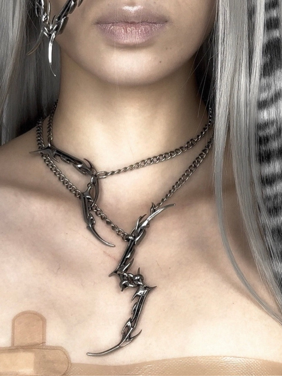 【IIIMIII】Sharp Drop Necklace / 【イアミ】シャープドロップシルバーチェーンネックレス