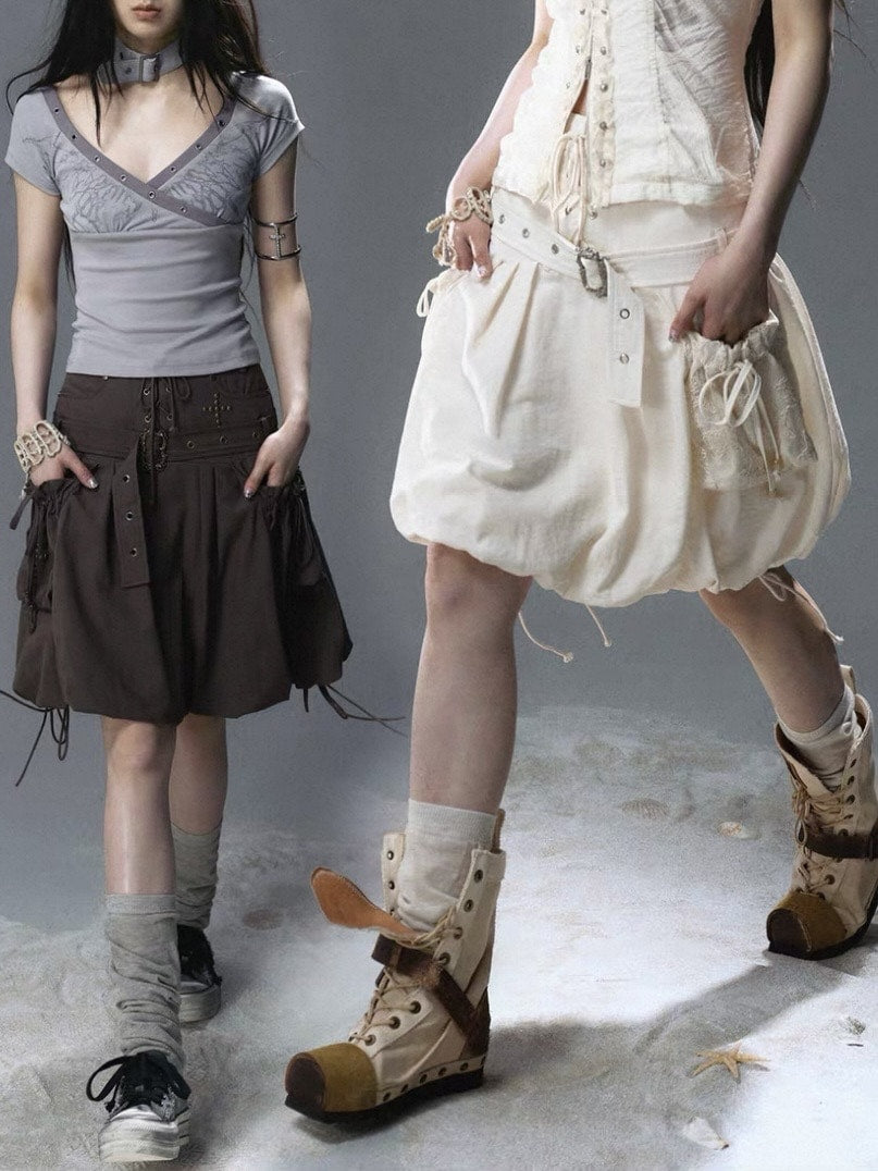 【Cest Nous】Petal Skirt / 【セヌー】ベルトポケットバルーンスカート