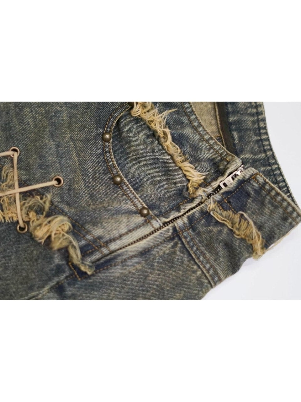 【Cest Nous】Distressed Hem Denim Skirt / 【セヌー】ダメージアシンメトリーデニムスカート