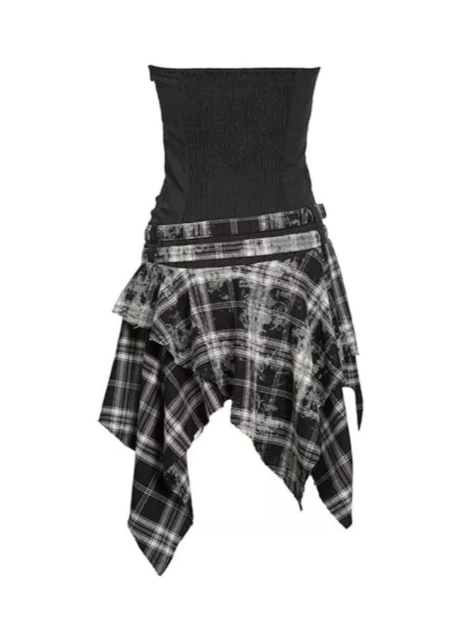 【Cest Nous】Plaid Bustier Dress / 【セヌー】グラフィックビスチェチェックワンピース
