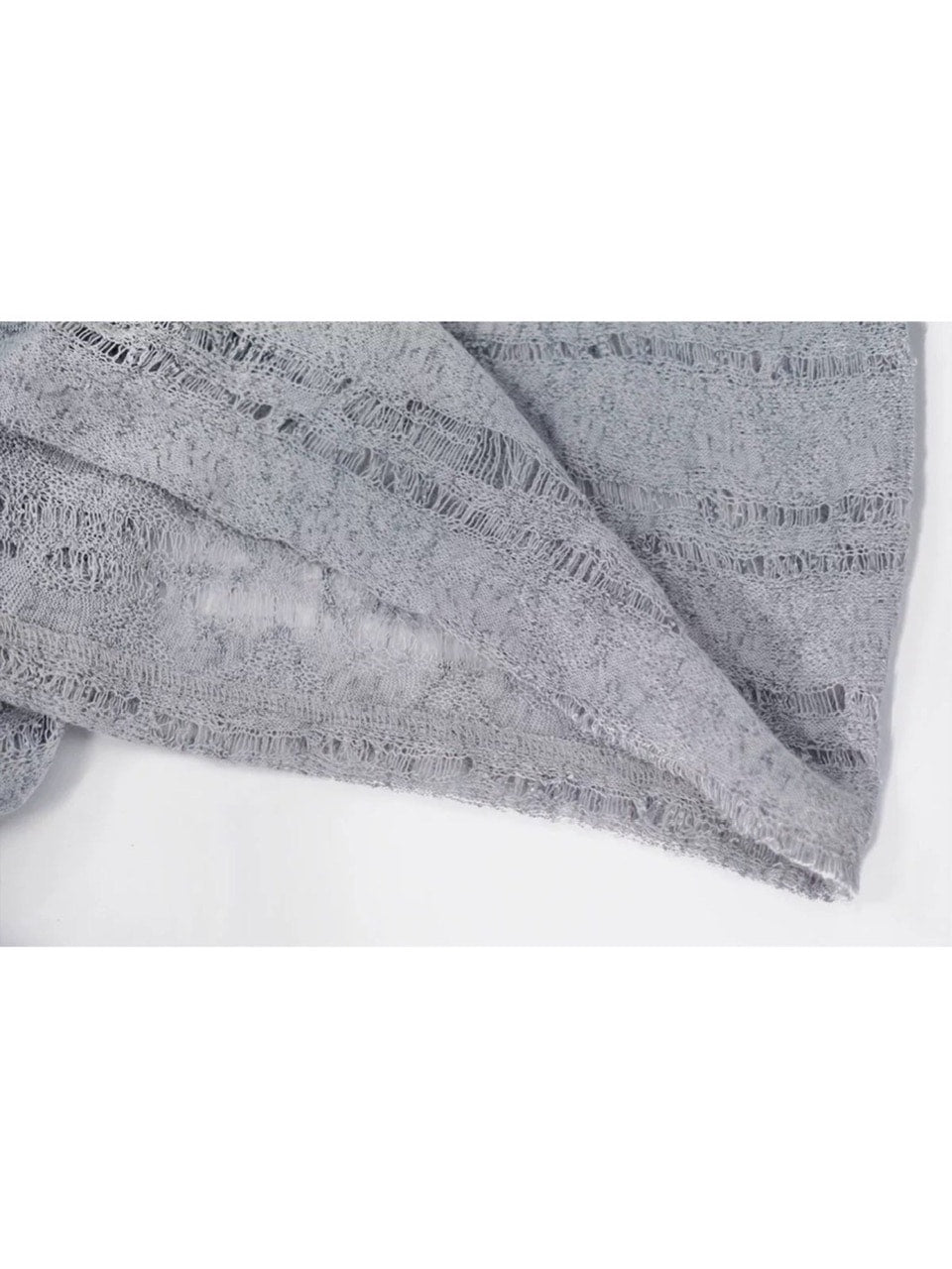 【Cest Nous】Misty Blue Cardigan / 【セヌー】フードフリルシースルーカーディガン