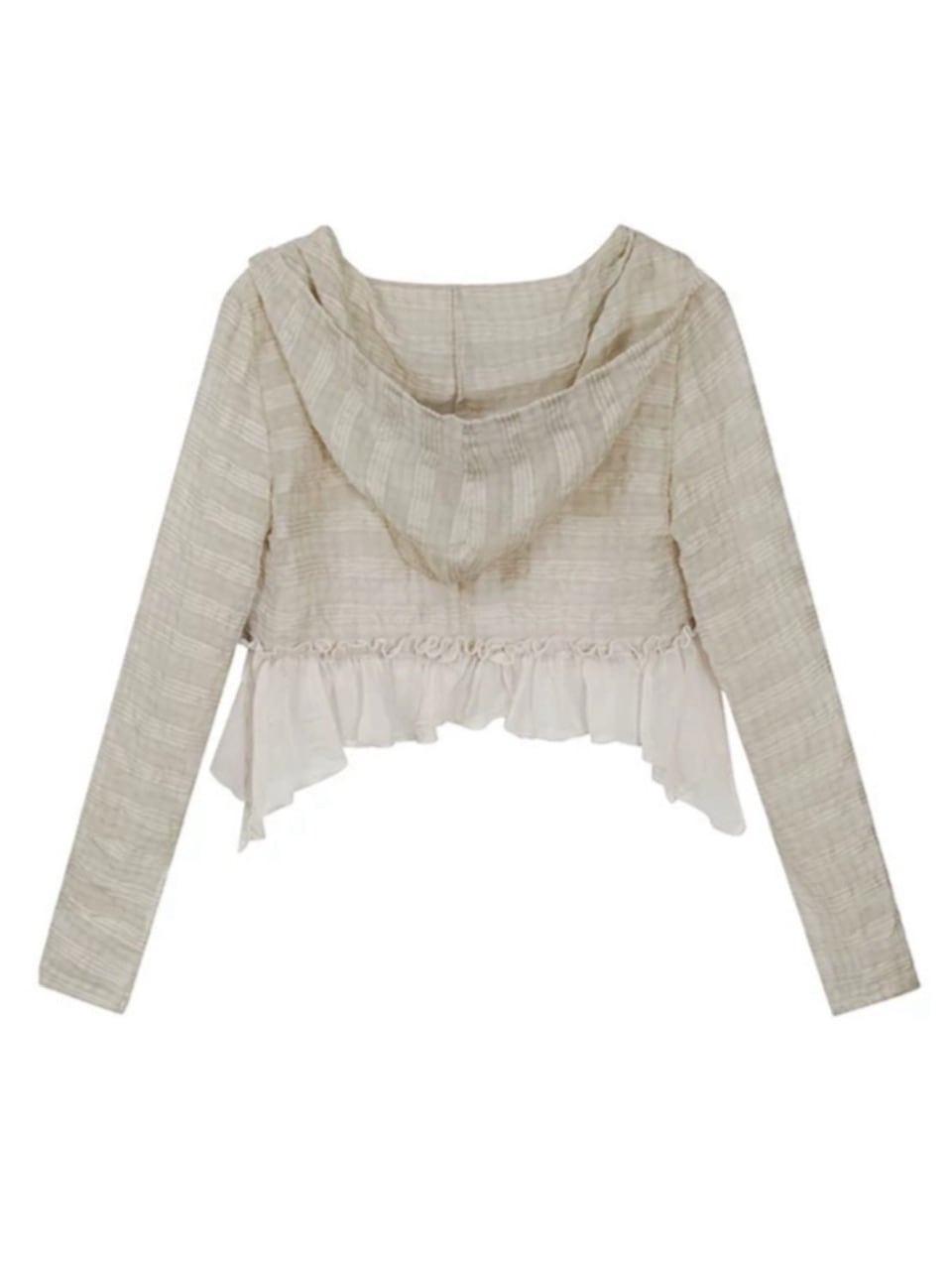 【Cest Nous】Plaid Chiffon Cardigan / 【セヌー】シフォンフリルシースルーカーディガン