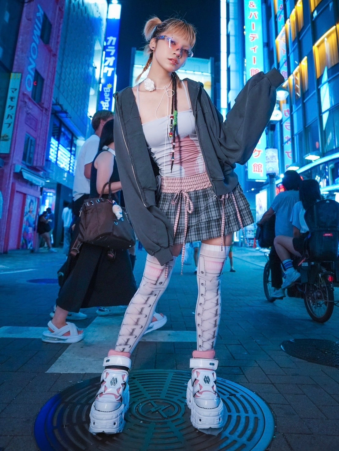 【NMTXU】rhinestone design zip parka / 【エヌエムティーエックスユー】ラインストーンデザインダブルジップパーカー