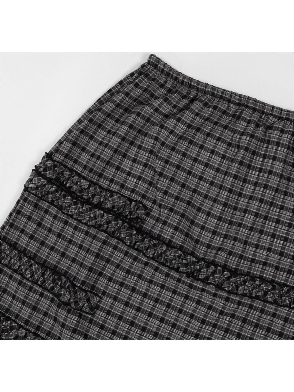 【FANCY CLUB】SHUSHU FRILL CHECK MIDI SKIRT / 【ファンシークラブ】シュシュフリルチェックミディスカート