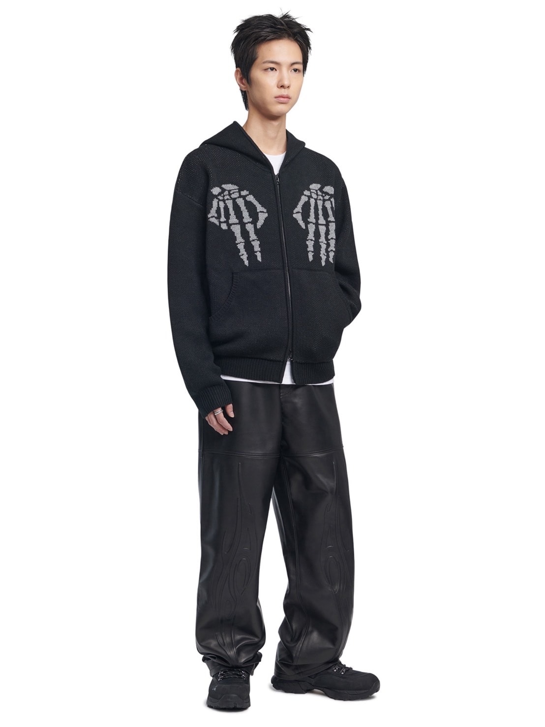 【NOMANUAL】NM SKULL HAND COWICHAN HOODED ZIP-UP