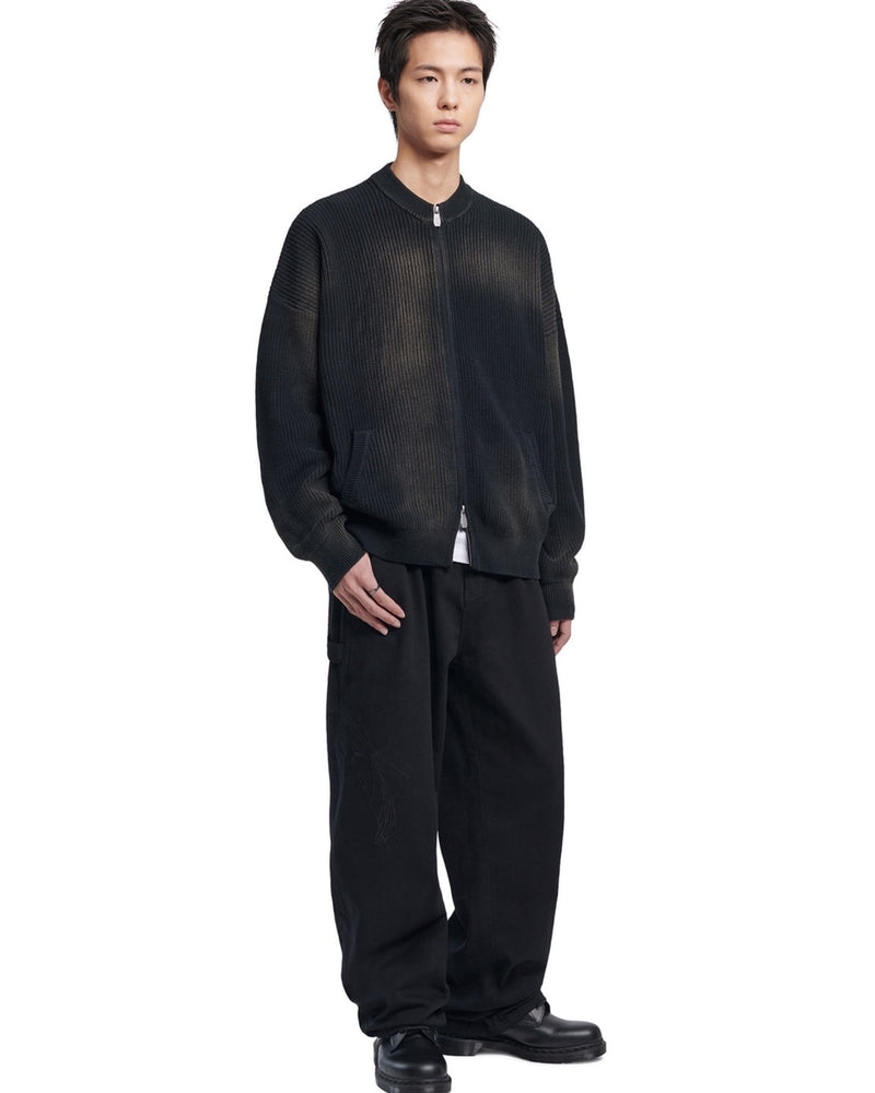 【NOMANUAL】SPRAY DYEING KNIT ZIP-UP