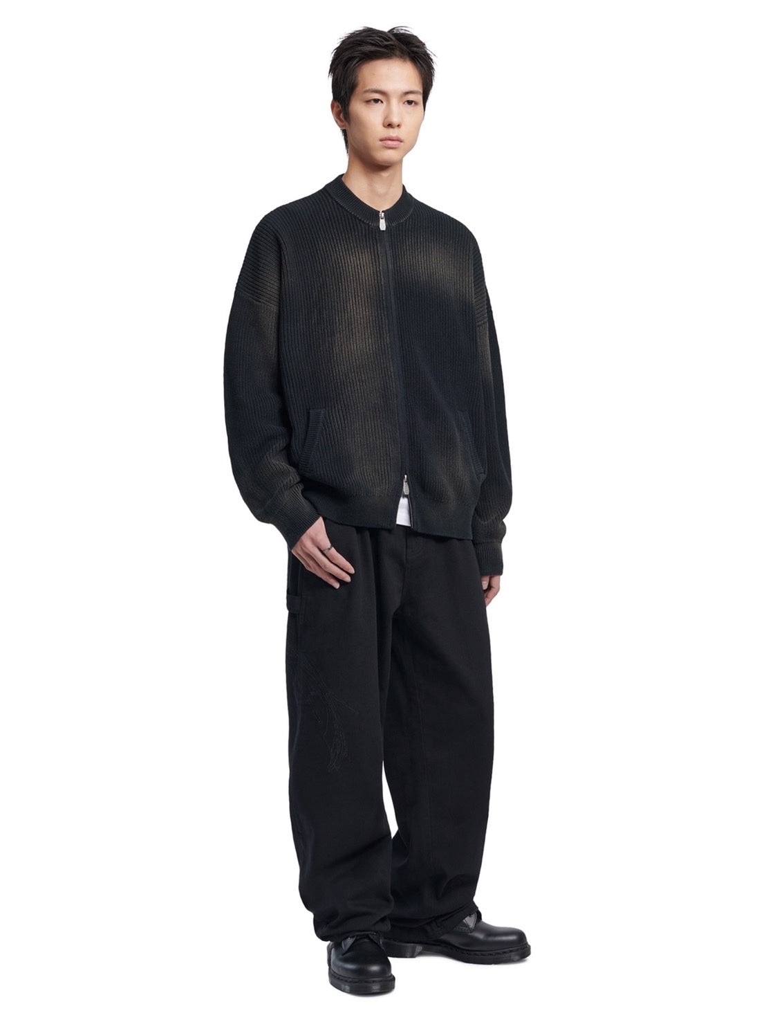 【NOMANUAL】SPRAY DYEING KNIT ZIP-UP